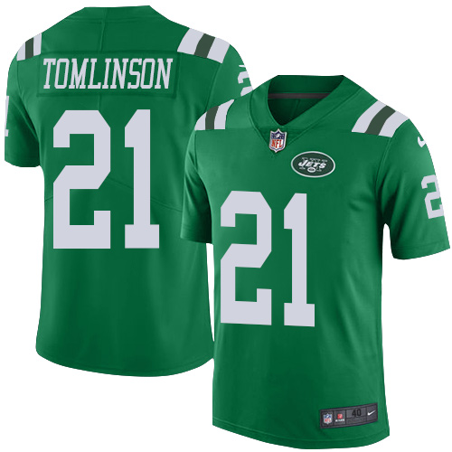 Men's Elite LaDainian Tomlinson Nike Jersey Green - #21 Rush NFL New York Jets